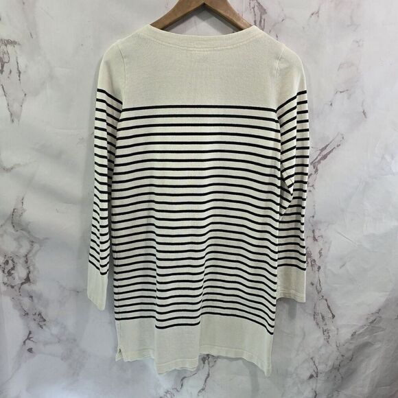 Anthropologie Dress Womens XS Black White Striped Shift Mini Long Sleeve Terry - Picture 5 of 10